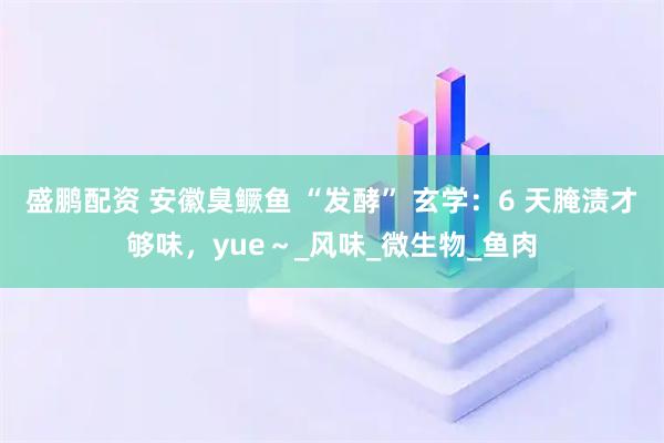 盛鹏配资 安徽臭鳜鱼 “发酵” 玄学：6 天腌渍才够味，yue～_风味_微生物_鱼肉
